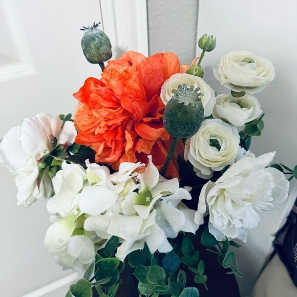 Floral Farmhouse Summer Hydrangea Peony Vase Arrangement Centerpiece - Picture 3 of 4